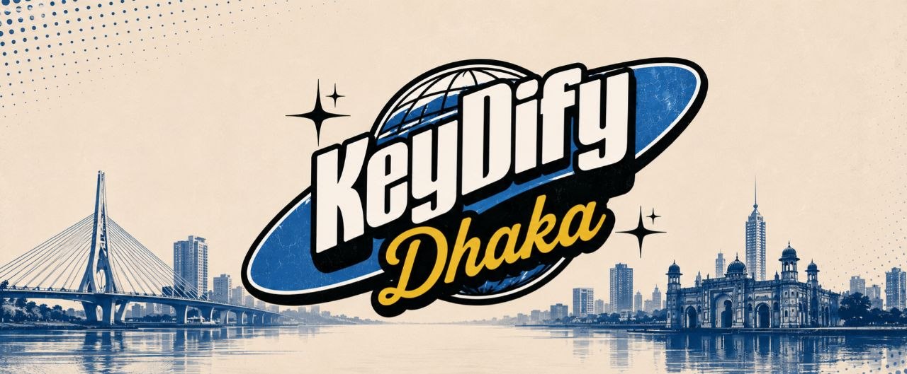KeyDify Dhaka cover with a blue city skyline and waterfront
